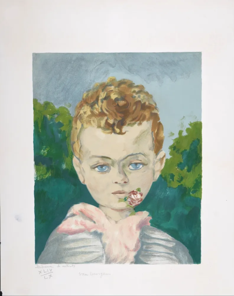 石版画 Van Dongen - Jean Marie, la fleur aux lèvres, vers 1950