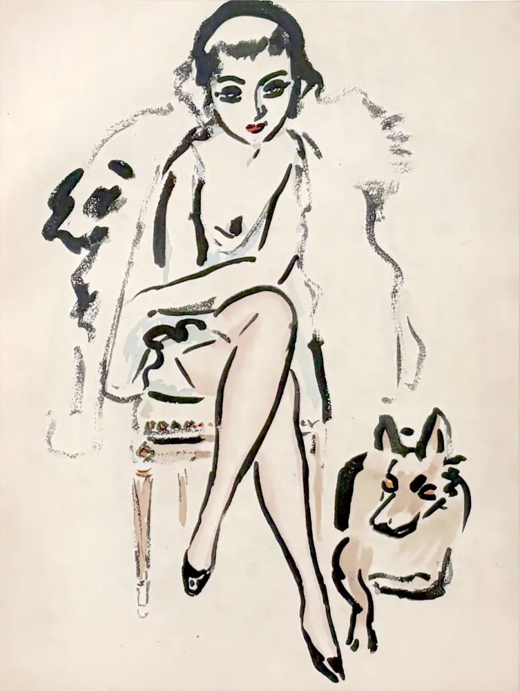 镂版印刷 Van Dongen - Jeune Femme au Chien
