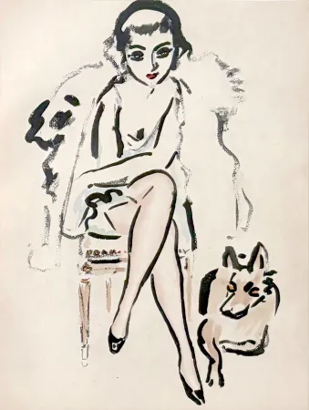 镂版印刷 Van Dongen - Jeune Femme au Chien