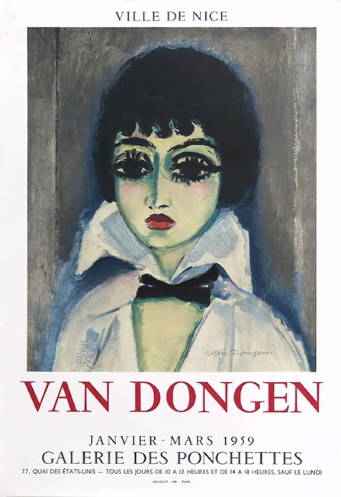 石版画 Van Dongen - Kees Van Dongen (1877-1968). Affiche Galerie des Ponchettes. 1959. Lithographie.