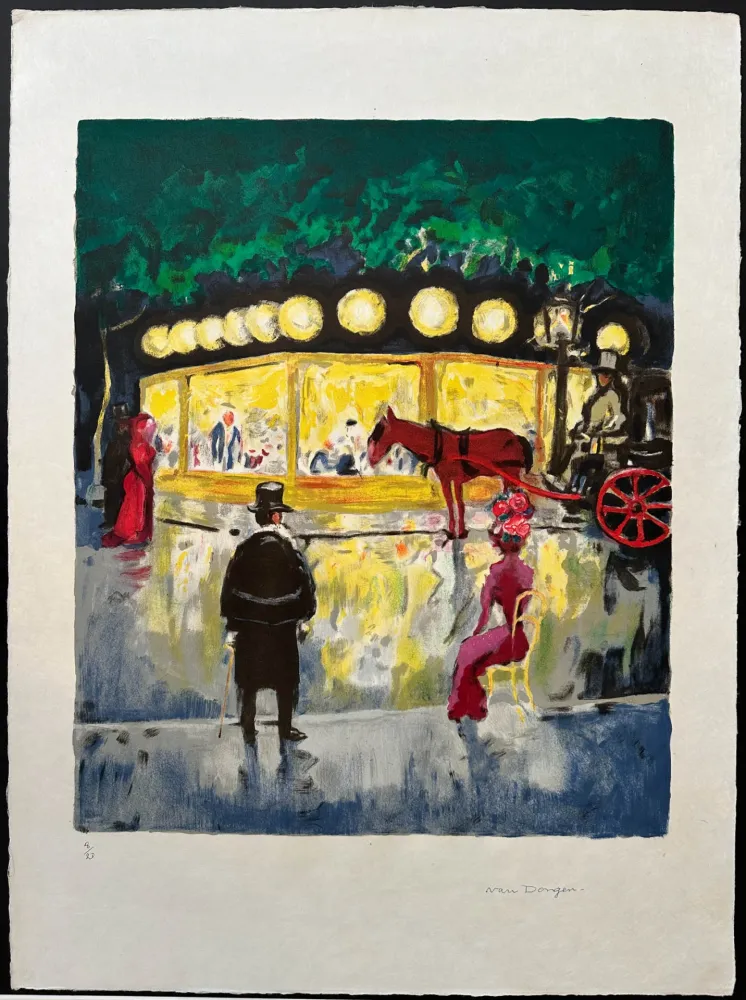 石版画 Van Dongen - Le Carrousel au Bois de Boulogne