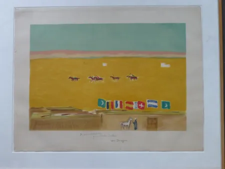 石版画 Van Dongen - Le polo à Alexandrie 