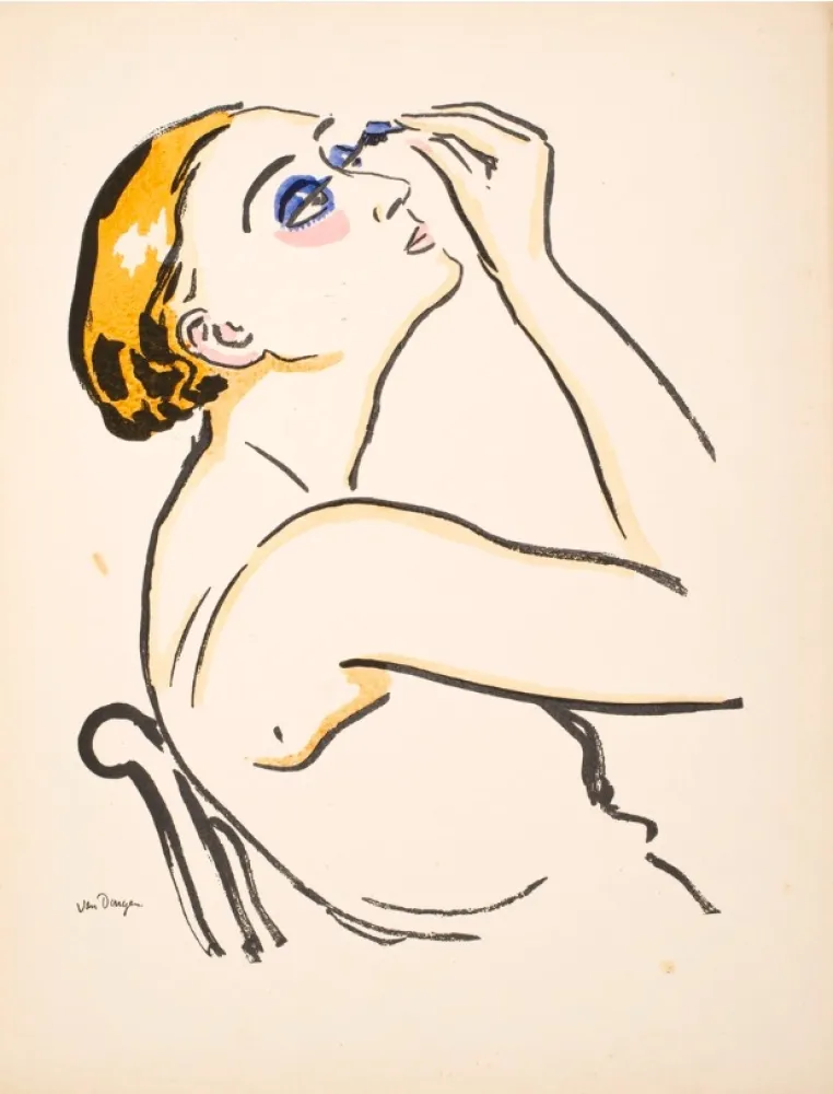 镂版印刷 Van Dongen - Le Rimmel, femme se maquillant.  