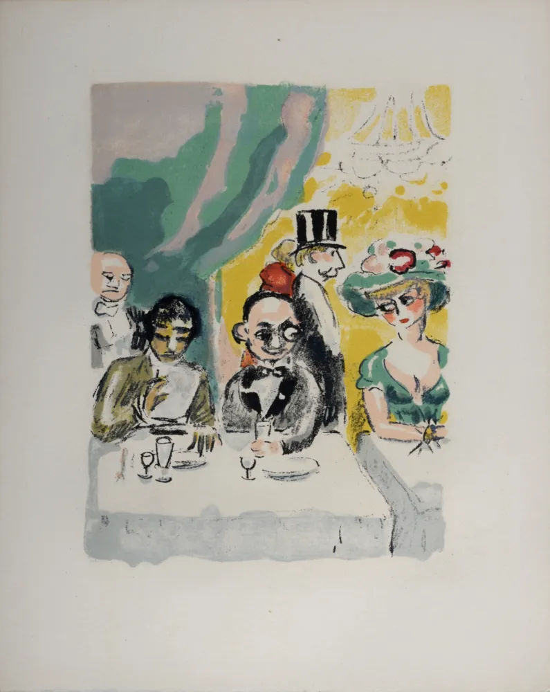 石版画 Van Dongen - Max invité par Manolo ou le griveleur malgré lui, 1949