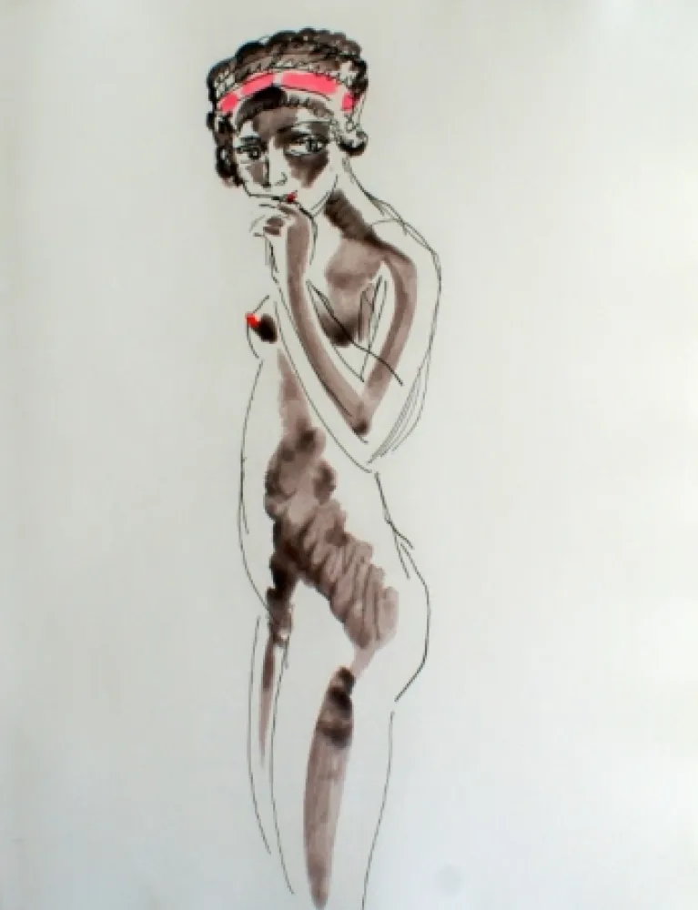 蚀刻版画 Van Dongen - Odalisque Africaine standing