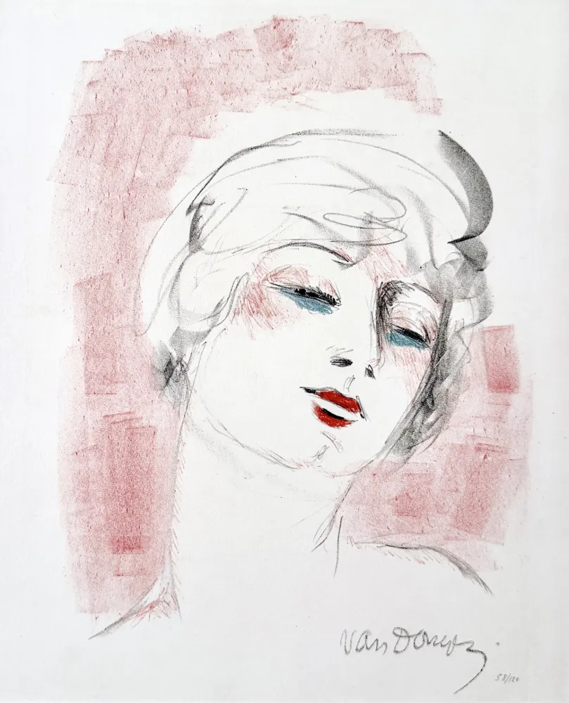 石版画 Van Dongen - Tête Rouge