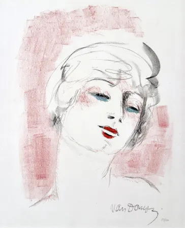 石版画 Van Dongen - Tête Rouge