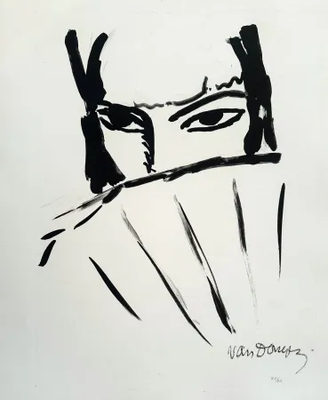 石版画 Van Dongen - Woman with a Fan