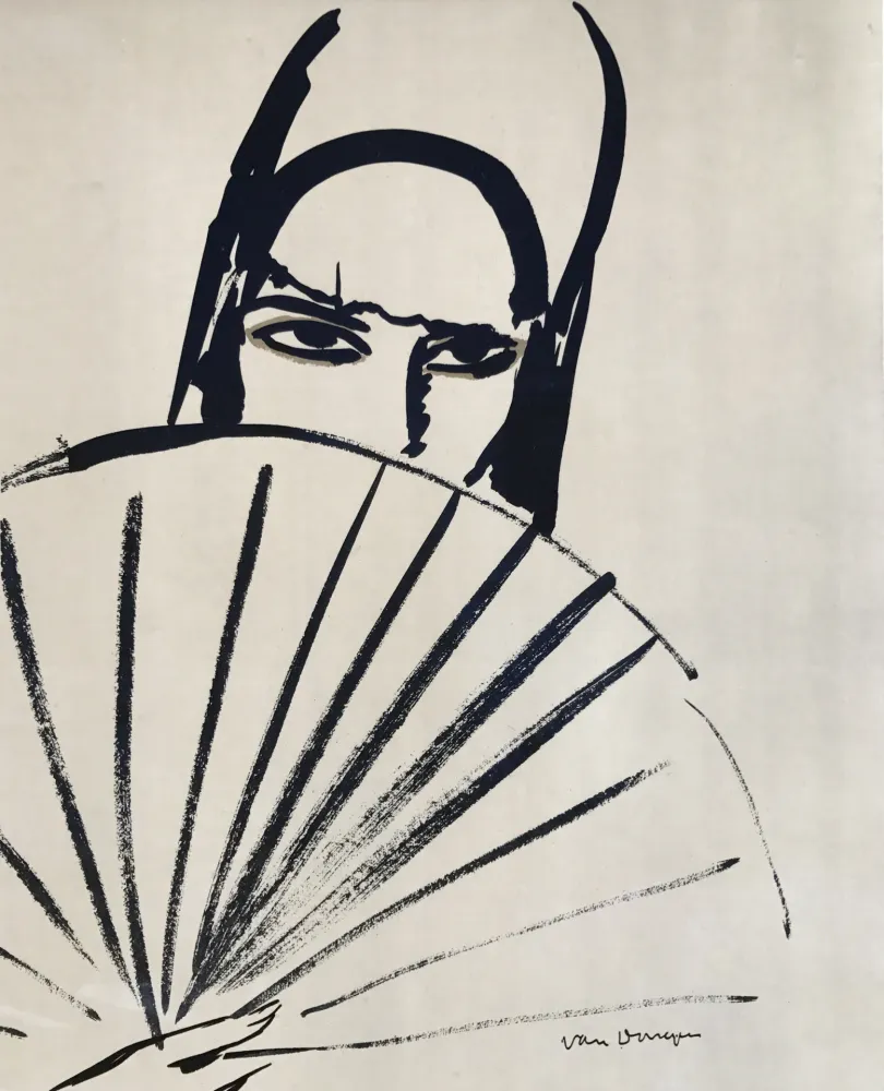 石版画 Van Dongen - Woman with fan