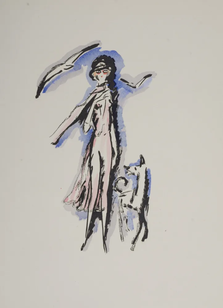 镂版印刷 Van Dongen - Woman with her dog, 1925