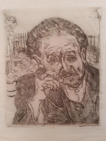 蚀刻版画 Van Gogh - L'homme a la pipe (Portrait du Docteur Gachet)