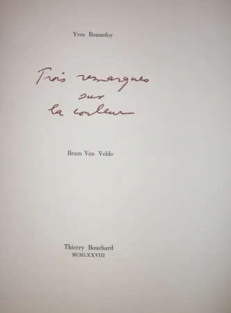 插图书 Van Velde - Cinq remarques sur la couleur
