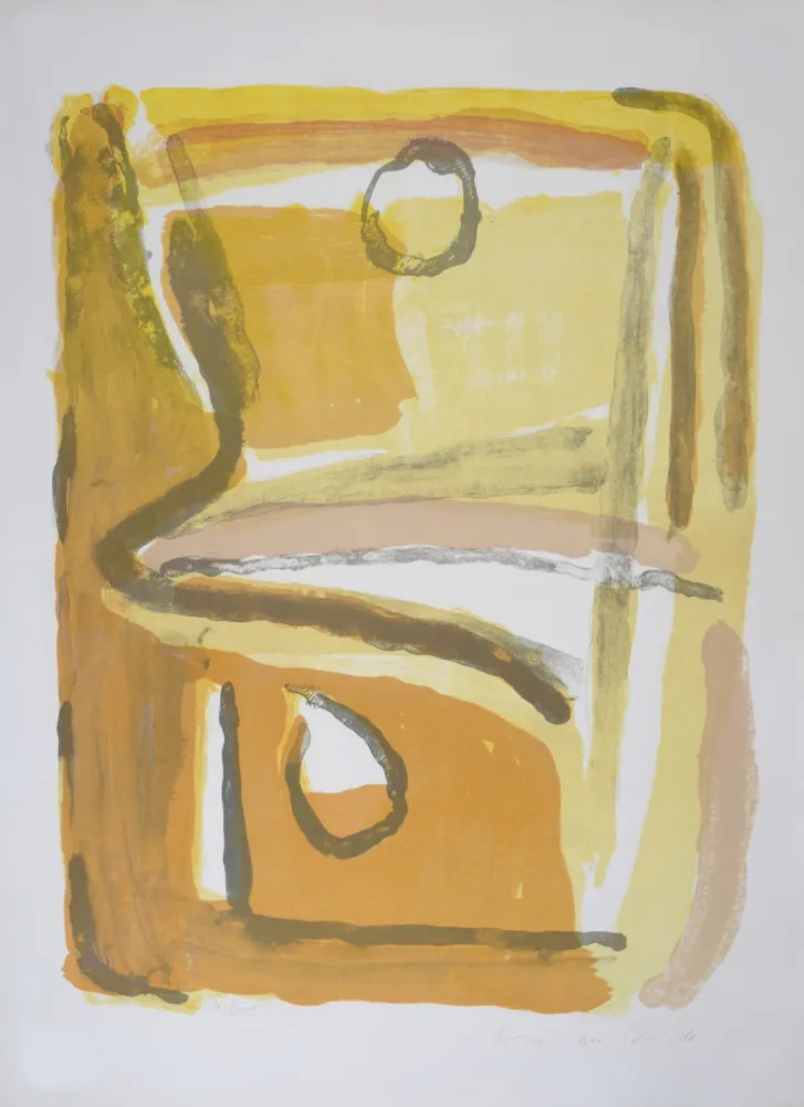 石版画 Van Velde - Parcours Jaune, 1967 - Hand-signed