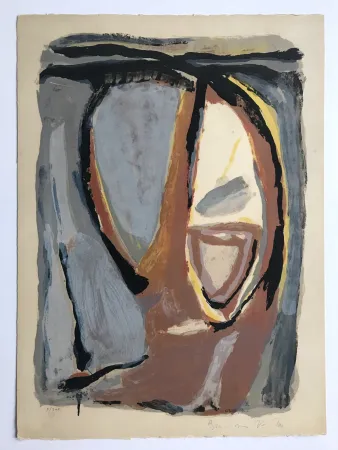 石版画 Van Velde - Tête