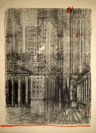 石版画 Varlin (Guggenheim, Willy) - Wall-Street