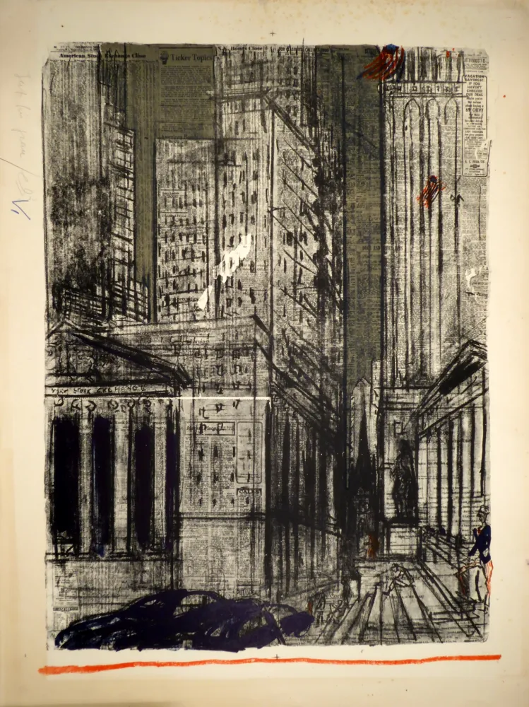 石版画 Varlin (Guggenheim, Willy) - Wall-Street