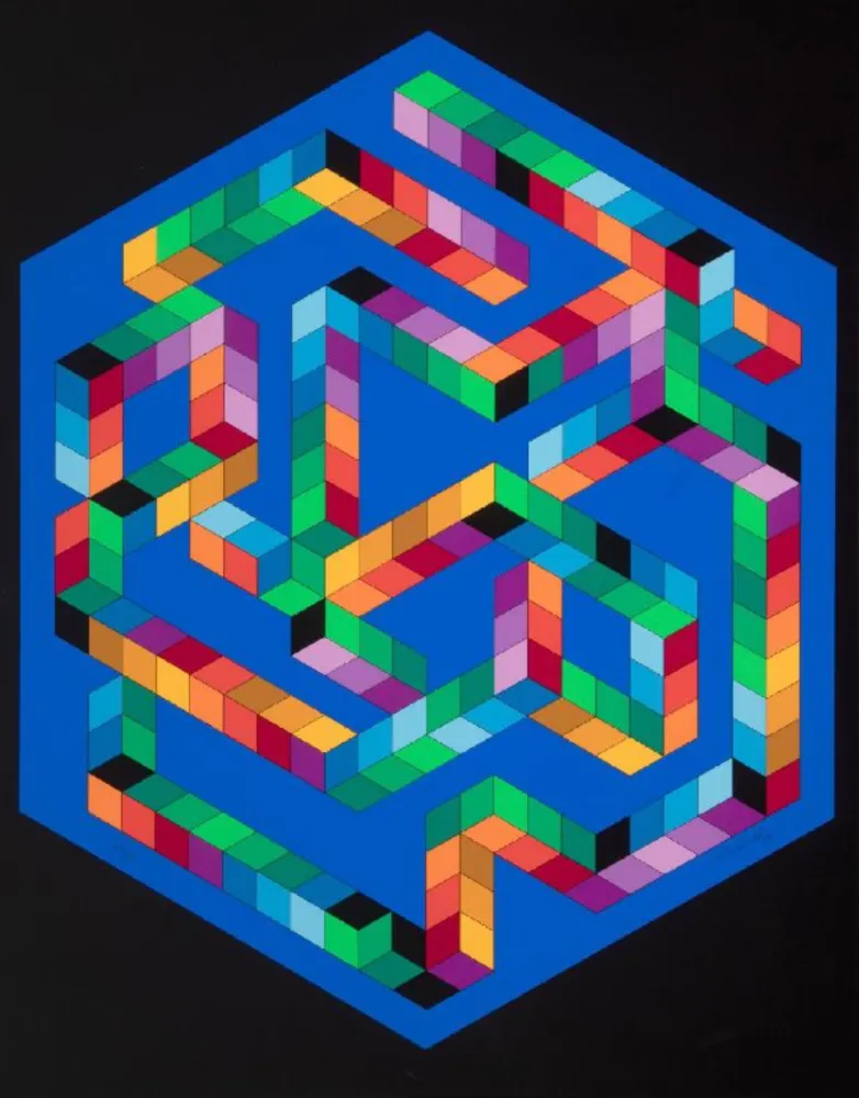 丝网印刷 Vasarely - Babel 3
