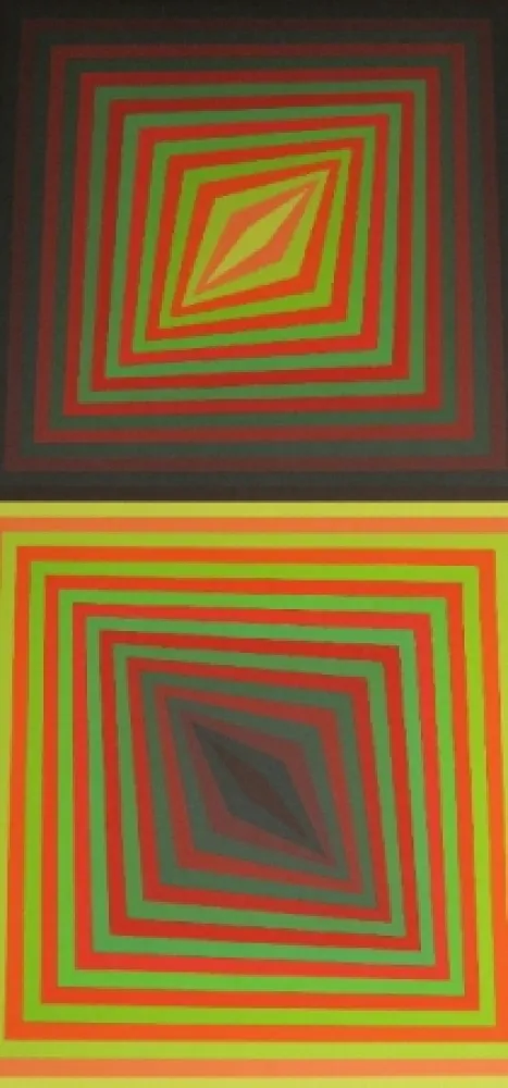 丝网印刷 Vasarely - Bi-Rhomb