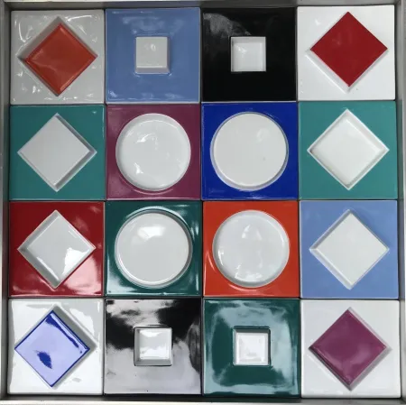 陶瓷 Vasarely - Composition Caree Relief