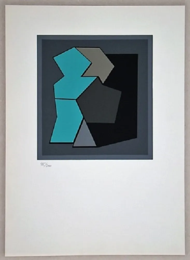 丝网印刷 Vasarely - Composition - Geh durch den Spiegel