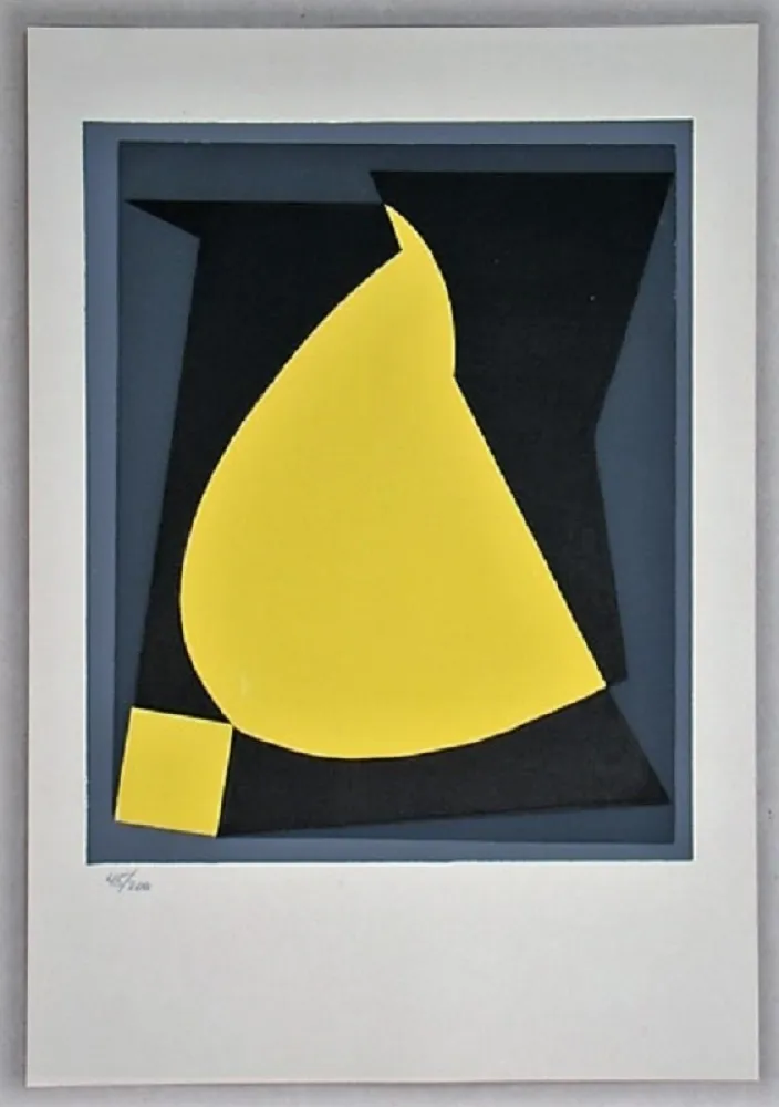 丝网印刷 Vasarely - Composition - Geh durch den Spiegel