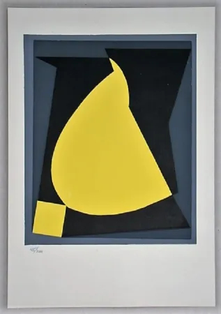 丝网印刷 Vasarely - Composition - Geh durch den Spiegel