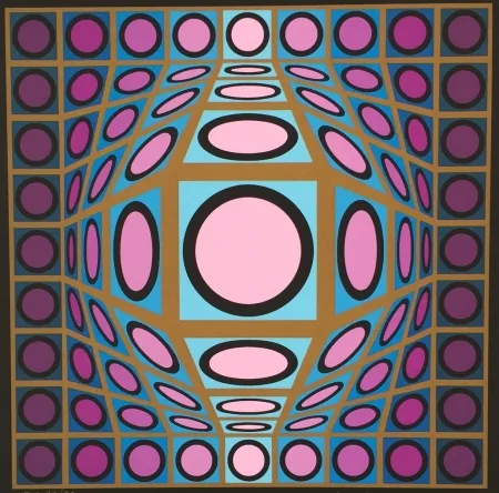 丝网印刷 Vasarely - Composition Microcosmos IV