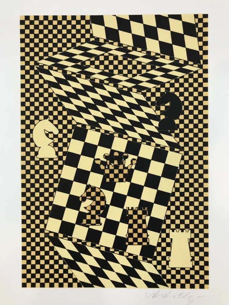 石版画 Vasarely - ECHIQUIER