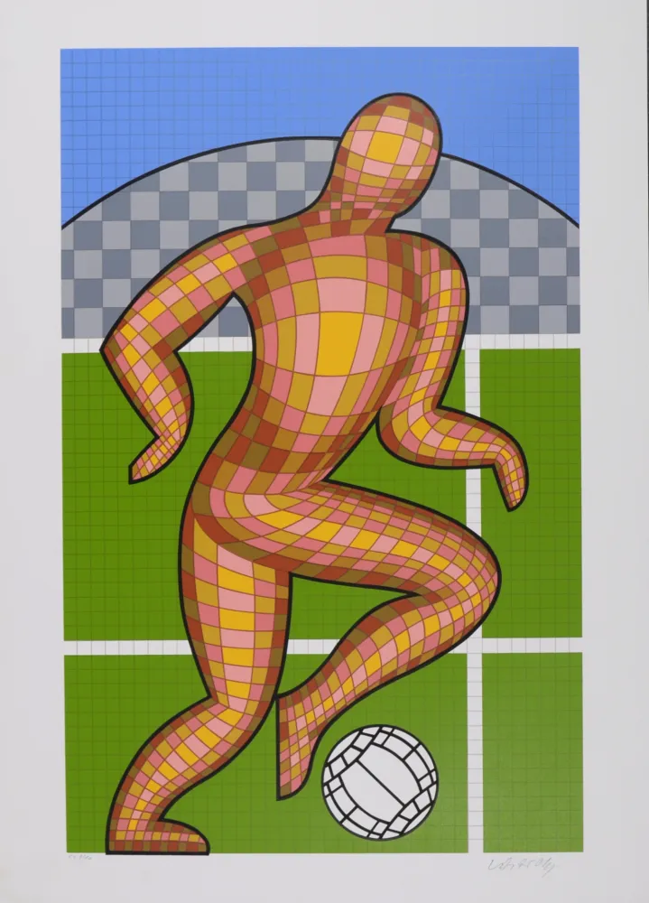丝网印刷 Vasarely - Foot (Soccer player), 1997 - Hand-signed !