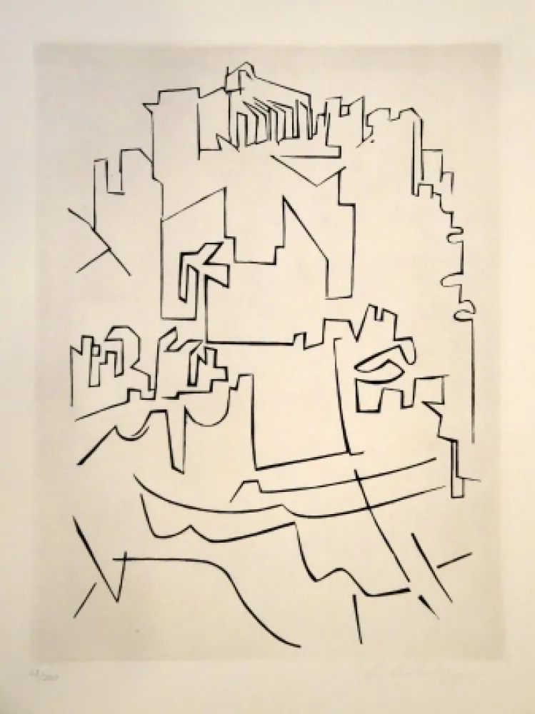 版画 Vasarely - Gordes Village