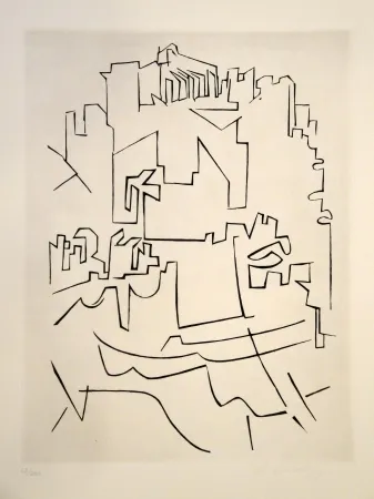 版画 Vasarely - Gordes Village