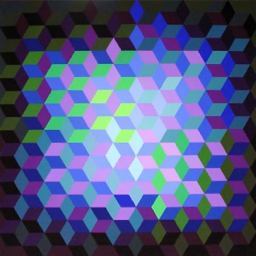 丝网印刷 Vasarely - Hexagon 7