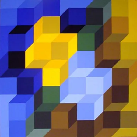 丝网印刷 Vasarely - Hexagon 8