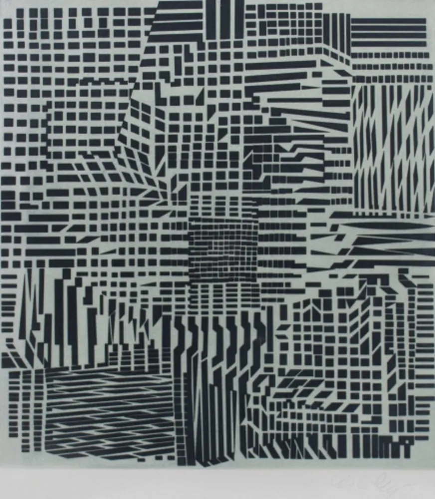 蚀刻飞尘法 Vasarely - Hommage a Bach III, ca