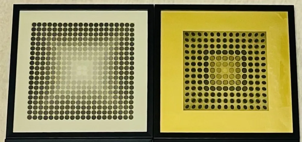 丝网印刷 Vasarely - Lot Sérigraphies encadrés