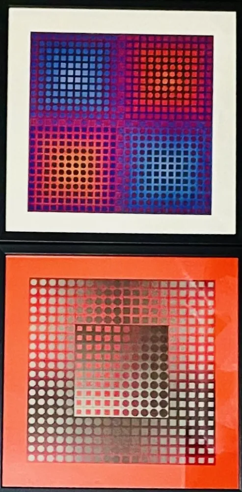 丝网印刷 Vasarely - Lot Sérigraphies encadrés