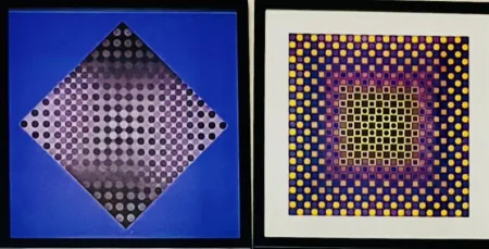 丝网印刷 Vasarely - Lot Sérigraphies encadrés