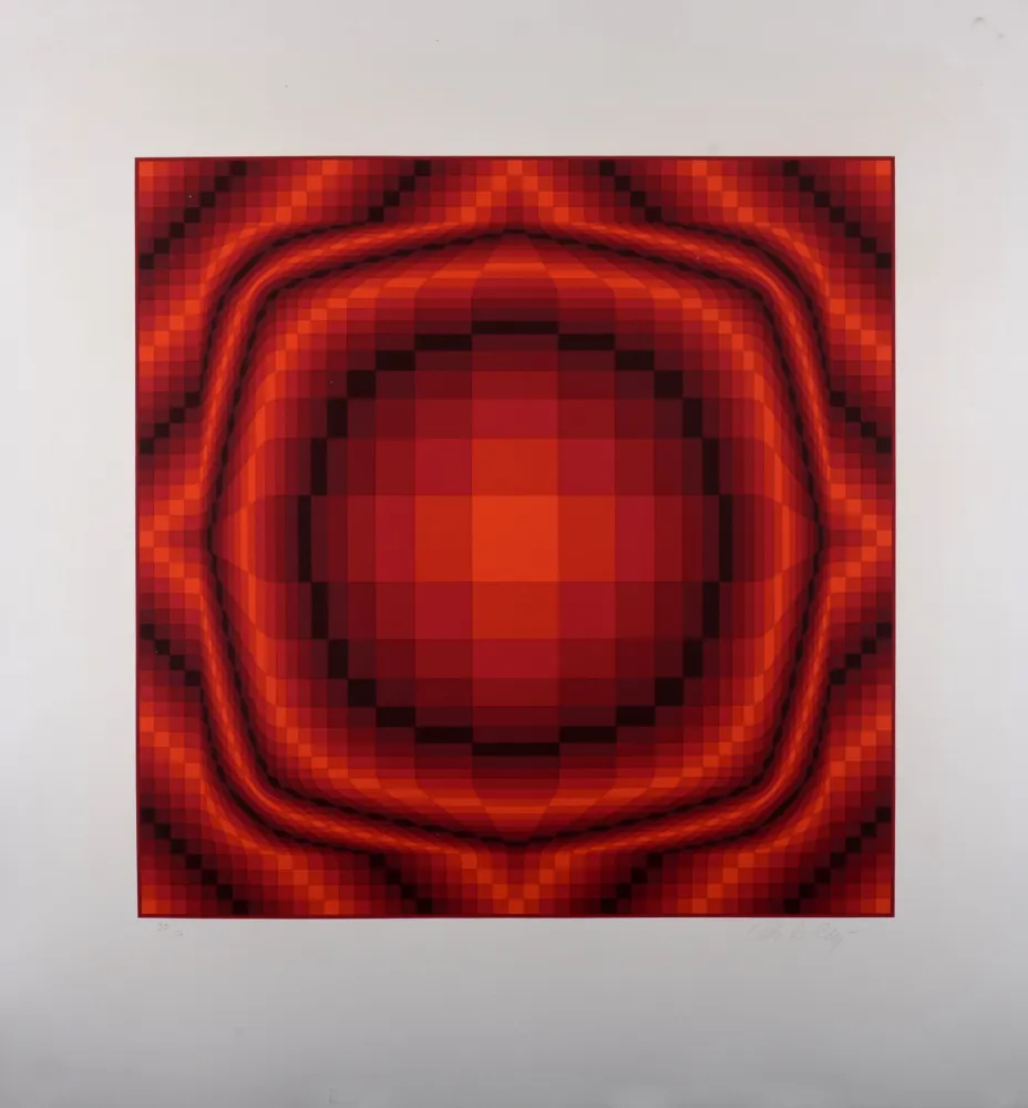 丝网印刷 Vasarely - Mantra Rouge, c.1977 - Hand-signed & numbered!