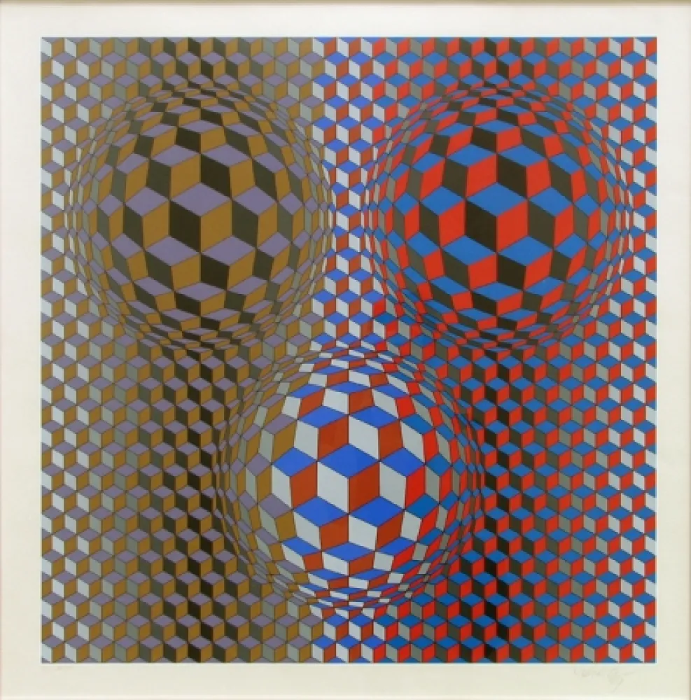 丝网印刷 Vasarely - Nebulus II