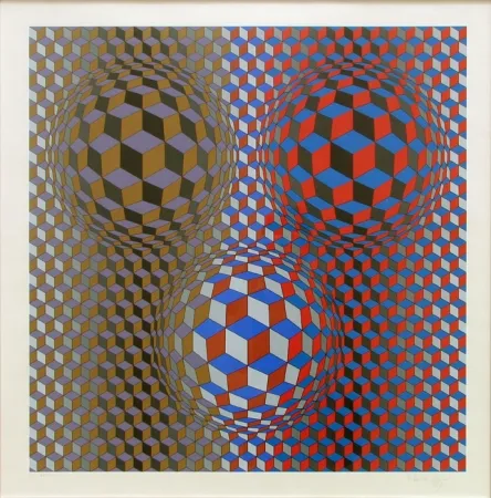 丝网印刷 Vasarely - Nebulus II