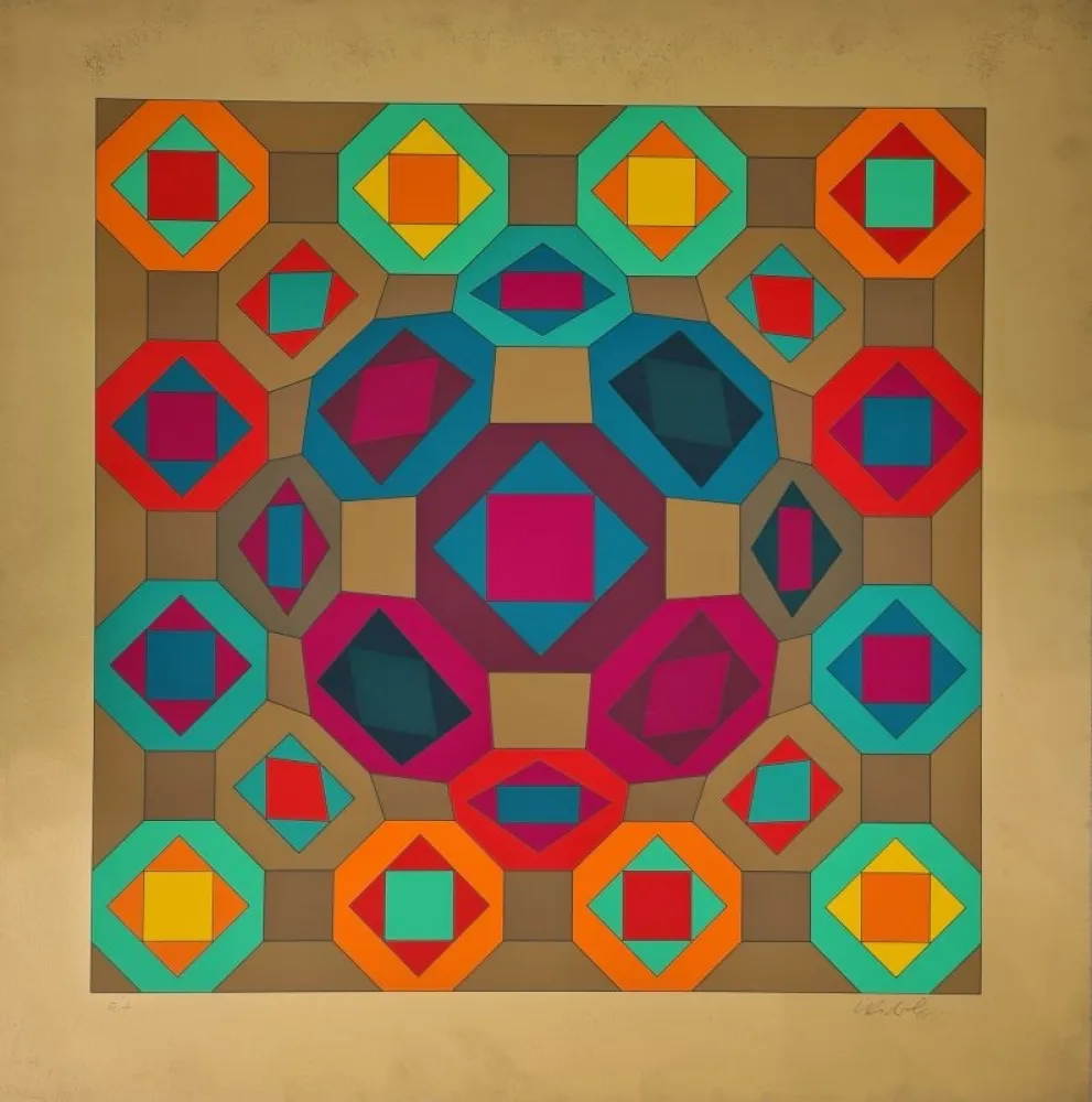 丝网印刷 Vasarely - Okta-Or 