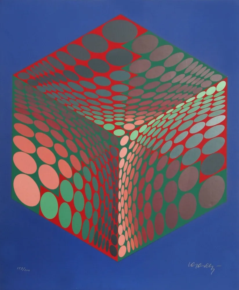 丝网印刷 Vasarely - Parmenide (Red, Green, & Blue)