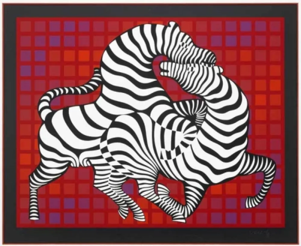 丝网印刷 Vasarely - Playful Zebras