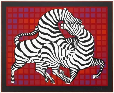 丝网印刷 Vasarely - Playful Zebras
