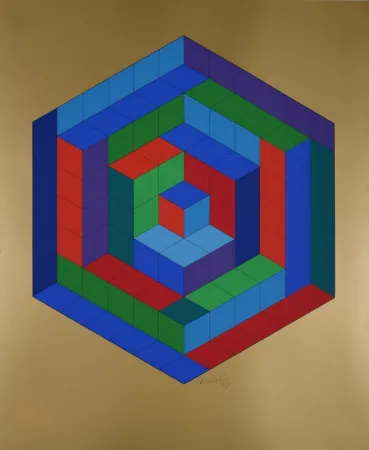 丝网印刷 Vasarely - Sin-Hat-A, c. 1974 - Hand-signed!