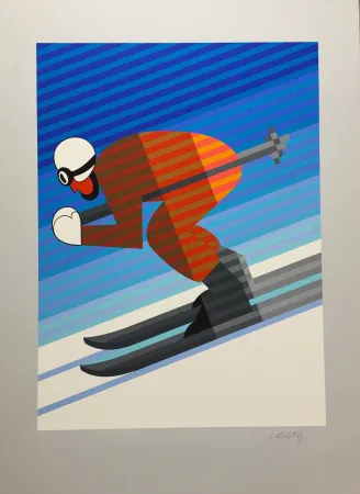 丝网印刷 Vasarely - Skier