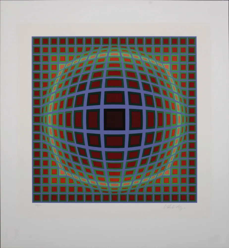 丝网印刷 Vasarely - Titan B, 1985 - Hand-signed!