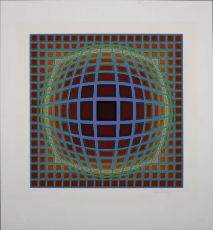 丝网印刷 Vasarely - Titan B, 1985 - Hand-signed!
