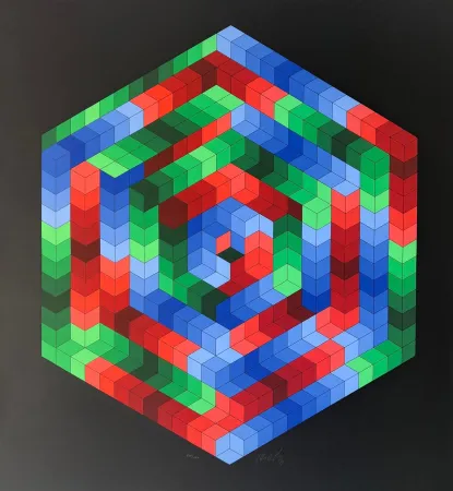 丝网印刷 Vasarely - Tsiga 