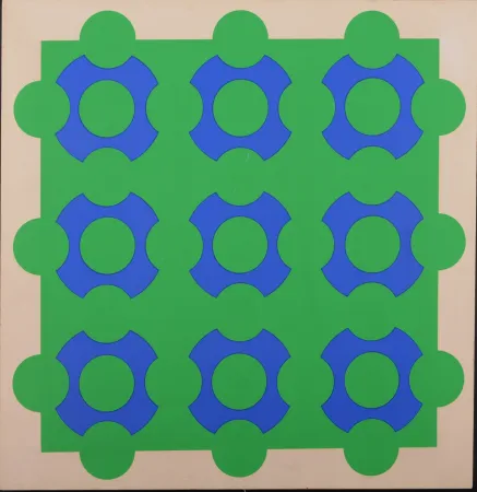 丝网印刷 Vasarely - Untitled (Blue and Green), 1967
